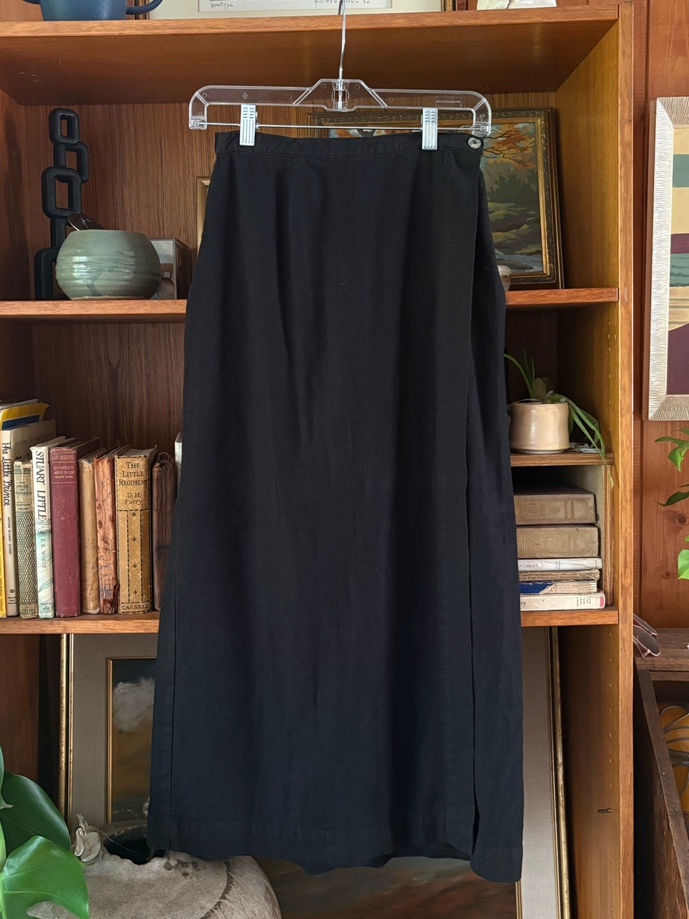 90s Vintage Linen Blend Maxi Skirt S